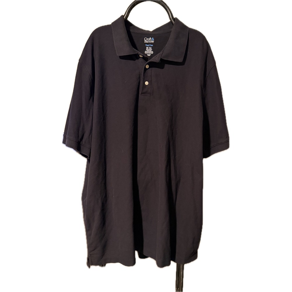 Croft & Barrow Easy Care Polo Shirt Mens 3XL Tall Black Short Sleeve Pique Knit